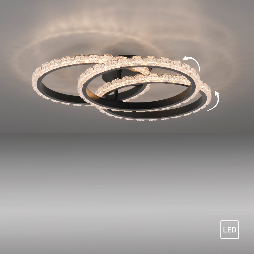 JUST LIGHT. 14734-18 - LED Φωτιστικό οροφής GLITRA LED/37W/230V διάμ. 50 cm μαύρο