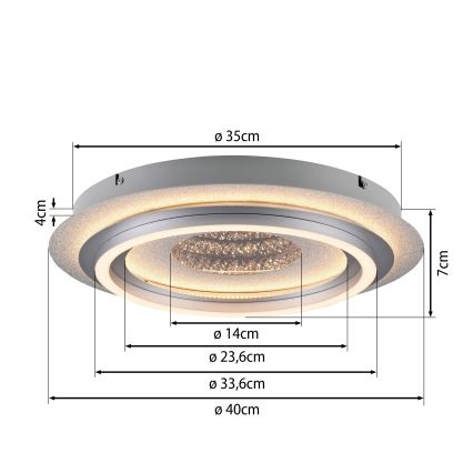 JUST LIGHT. 15089-21 - Φωτιστικό οροφής LED CICHIO LED/36W/230V Ø 40 cm ματ χρώμιο