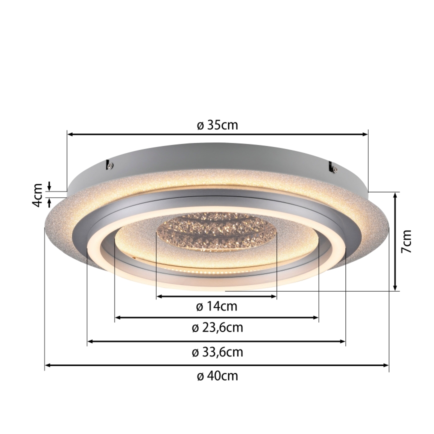 JUST LIGHT. 15089-21 - Φωτιστικό οροφής LED CICHIO LED/36W/230V Ø 40 cm ματ χρώμιο