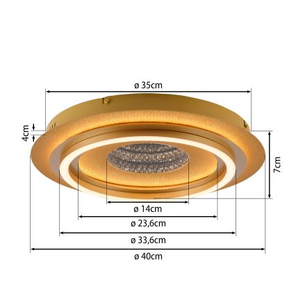 JUST LIGHT. 15089-60 - LED Φωτιστικό οροφής CICHIO LED/36W/230V διάμ. 40 cm χρυσό
