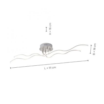 JUST LIGHT. 15126-55 - LED Πλαφονιέρα οροφής WAVE LED/29,4W/230V ματ χρώμιο