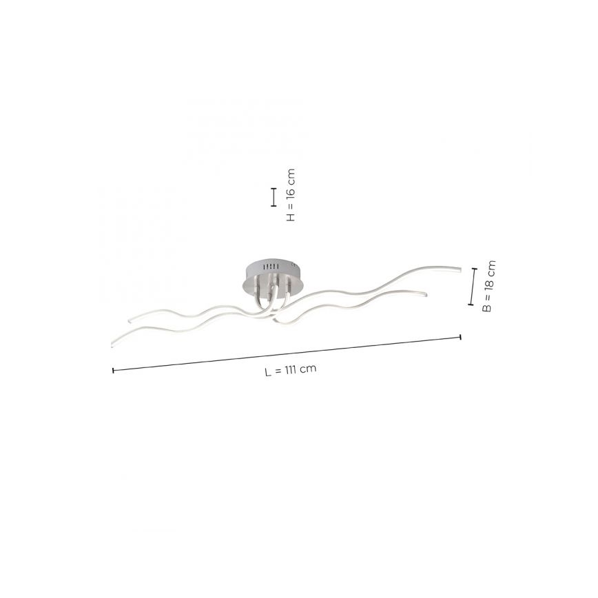 JUST LIGHT. 15126-55 - LED Πλαφονιέρα οροφής WAVE LED/29,4W/230V ματ χρώμιο