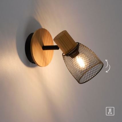 JUST LIGHT. 15191-79 - Σποτ τοίχου TAMIS 1xE14/10W/230V πεύκο