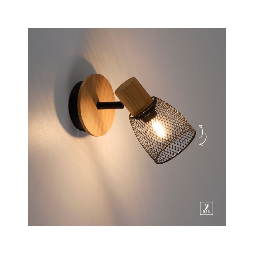 JUST LIGHT. 15191-79 - Σποτ τοίχου TAMIS 1xE14/10W/230V πεύκο