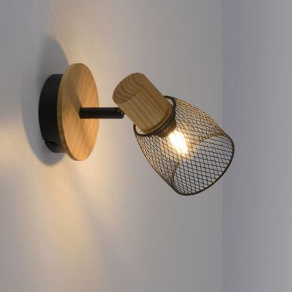 JUST LIGHT. 15191-79 - Σποτ τοίχου TAMIS 1xE14/10W/230V πεύκο
