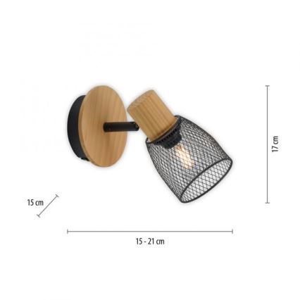 JUST LIGHT. 15191-79 - Σποτ τοίχου TAMIS 1xE14/10W/230V πεύκο