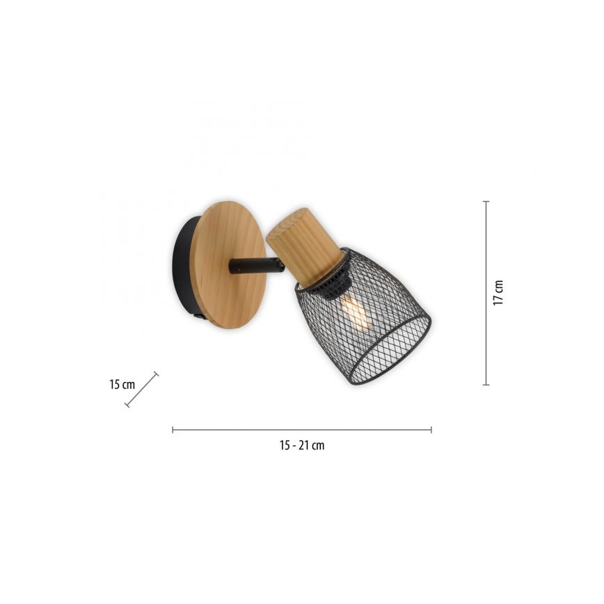 JUST LIGHT. 15191-79 - Σποτ τοίχου TAMIS 1xE14/10W/230V πεύκο