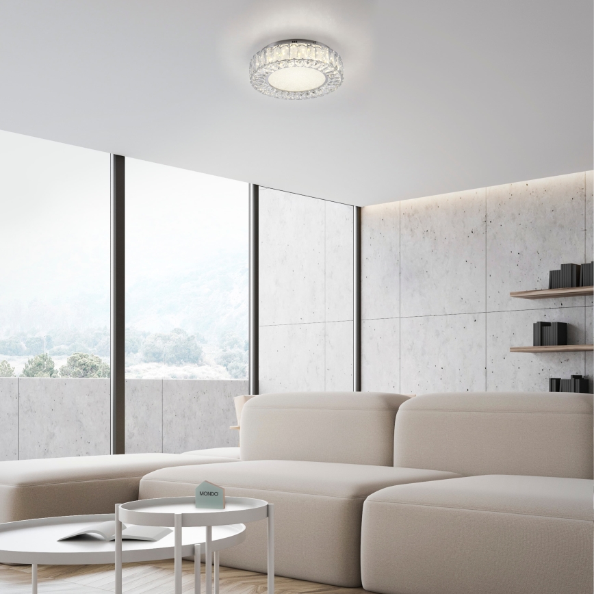 JUST LIGHT. 15221-17 - LED Φωτιστικό οροφής KULUNKA LED/32W/230V διάμ. 37 cm γυαλιστερό χρώμιο