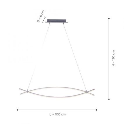 JUST LIGHT. 15382-55 -  Κρεμαστό φωτιστικό οροφής LED MAJA 2xLED/8,4W/230V ματ χρώμιο