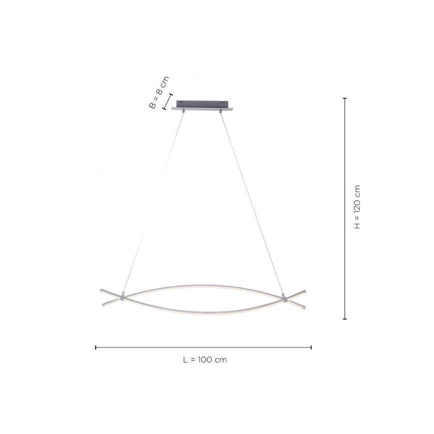 JUST LIGHT. 15382-55 -  Κρεμαστό φωτιστικό οροφής LED MAJA 2xLED/8,4W/230V ματ χρώμιο