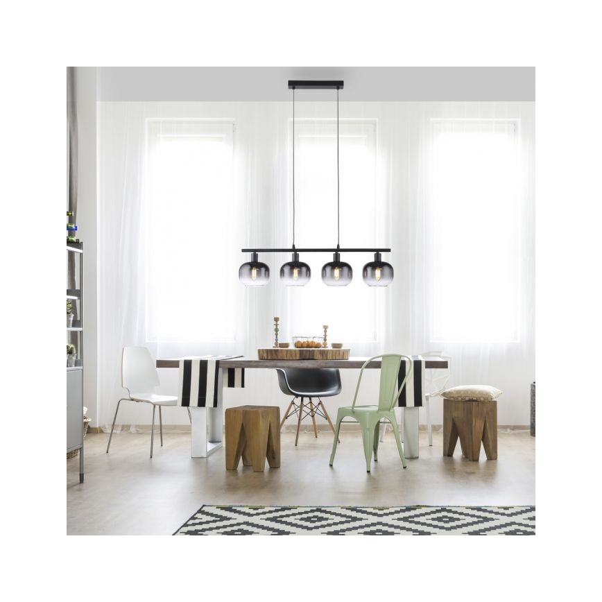 JUST LIGHT. 15421-18 - Κρεμαστό φωτιστικό οροφής ZEA 4xE14/25W/230V μαύρο