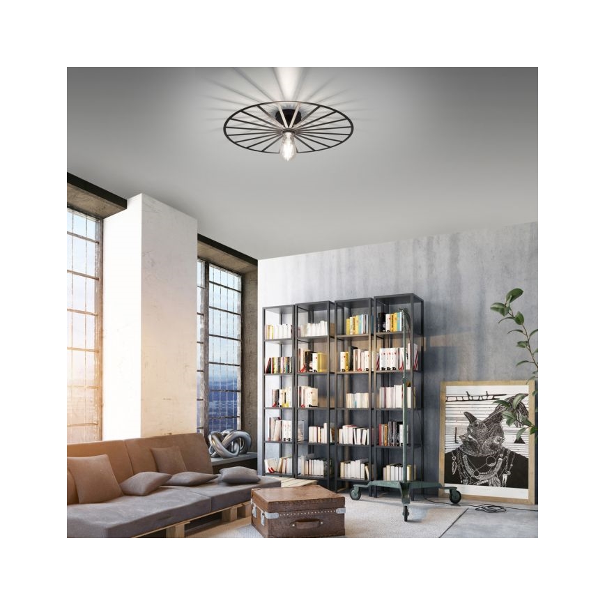 JUST LIGHT. 15636-18 - Φωτιστικό οροφής SPIKE 1xE27/40W/230V διάμετρος 50 cm μαύρο