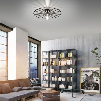 JUST LIGHT. 15636-18 - Φωτιστικό οροφής SPIKE 1xE27/40W/230V διάμετρος 50 cm μαύρο