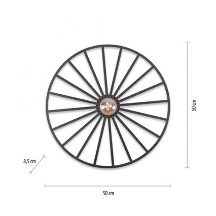 JUST LIGHT. 15636-18 - Φωτιστικό οροφής SPIKE 1xE27/40W/230V διάμετρος 50 cm μαύρο