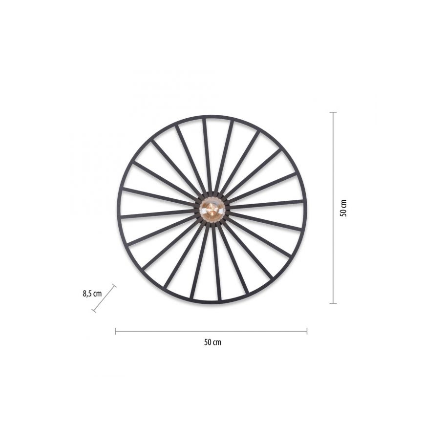 JUST LIGHT. 15636-18 - Φωτιστικό οροφής SPIKE 1xE27/40W/230V διάμετρος 50 cm μαύρο