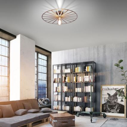 JUST LIGHT. 15636-60 - Φωτιστικό οροφής SPIKE 1xE27/40W/230V διάμετρος 50 cm ορείχαλκος