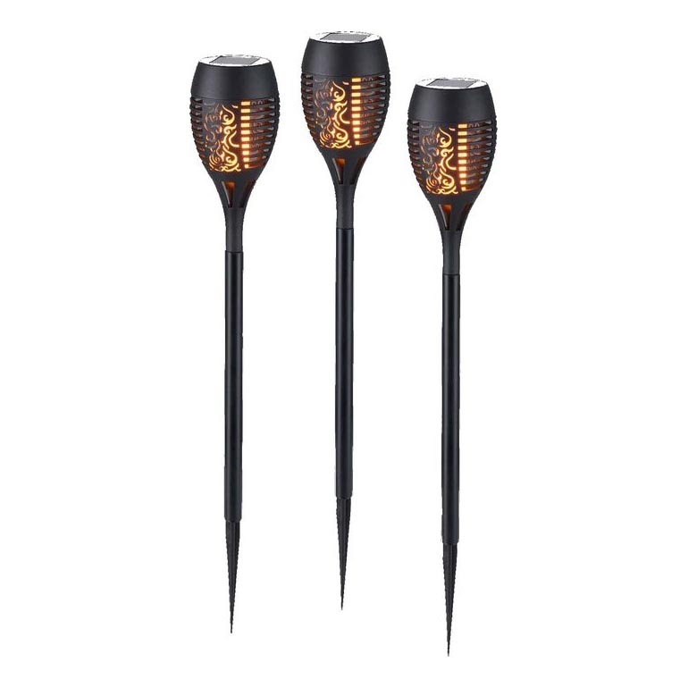 JUST LIGHT. 19106-18-3 - ΣΕΤ 3x Ηλιακό φωτιστικό LED FACKEL LED/0,24W/1,2V 200 mAh IP44 μαύρο