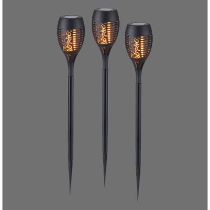 JUST LIGHT. 19106-18-3 - ΣΕΤ 3x Ηλιακό φωτιστικό LED FACKEL LED/0,24W/1,2V 200 mAh IP44 μαύρο