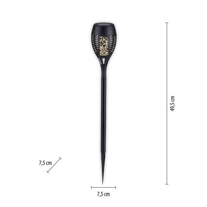 JUST LIGHT. 19106-18-3 - ΣΕΤ 3x Ηλιακό φωτιστικό LED FACKEL LED/0,24W/1,2V 200 mAh IP44 μαύρο