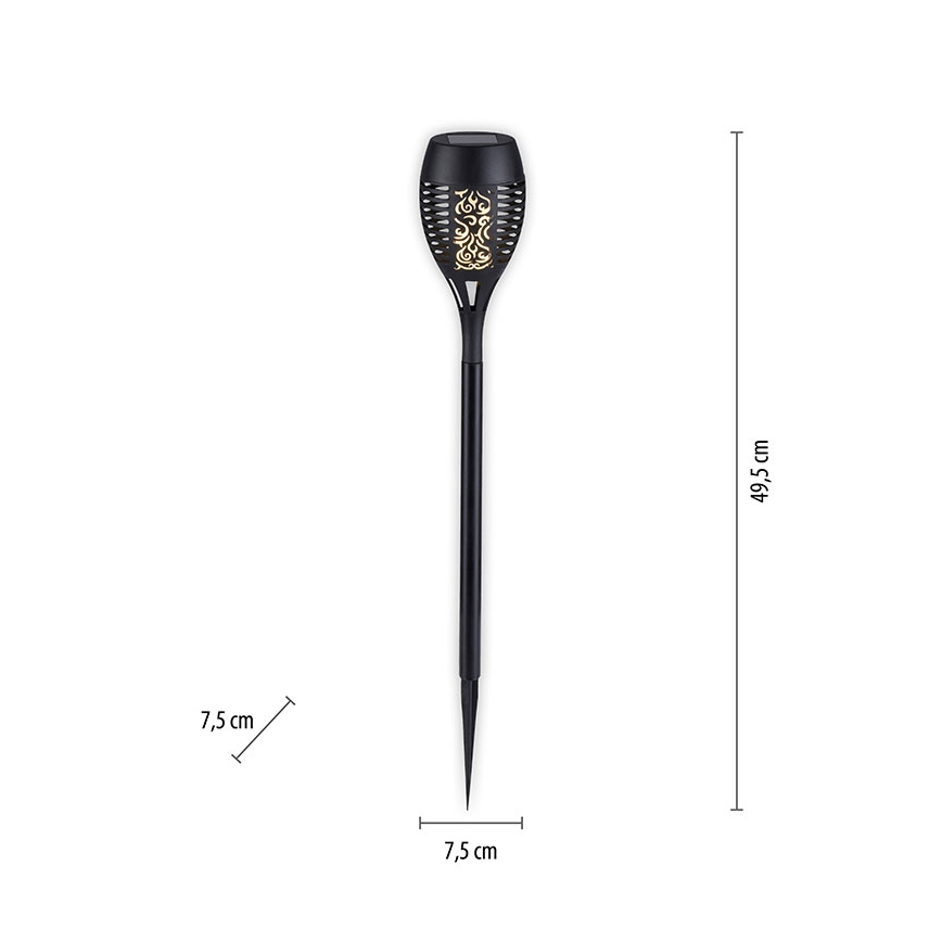 JUST LIGHT. 19106-18-3 - ΣΕΤ 3x Ηλιακό φωτιστικό LED FACKEL LED/0,24W/1,2V 200 mAh IP44 μαύρο