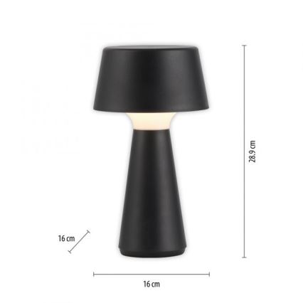 JUST LIGHT. 19260-18 - LED Dimming αφής Εξωτερικού χώρου φωτιστικό ABERA LED/3W/3,7V 2000 mAh USB IP54 μαύρο