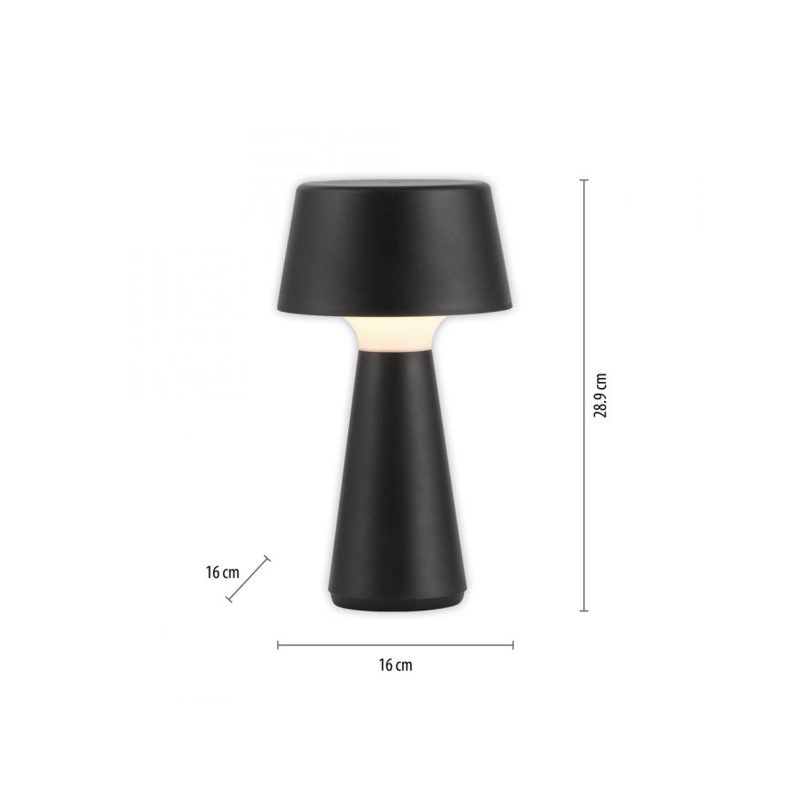 JUST LIGHT. 19260-18 - LED Dimming αφής Εξωτερικού χώρου φωτιστικό ABERA LED/3W/3,7V 2000 mAh USB IP54 μαύρο