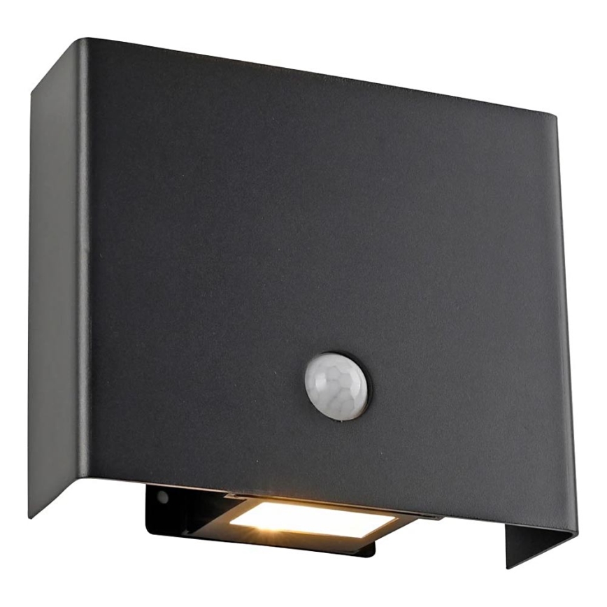 JUST LIGHT. 19471-18 - LED Φωτιστικό τοίχου εξωτερικού χώρου με αισθητήρα AMIN 2xLED/1,25W/3,7V 4400mAh IP44 μαύρο