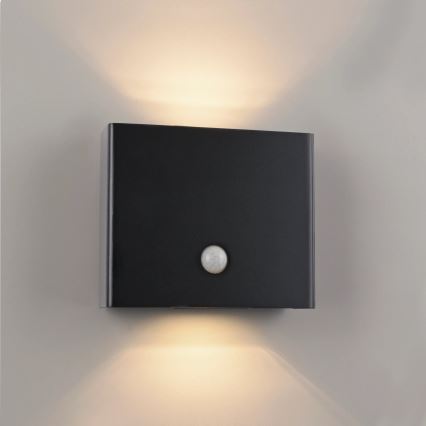 JUST LIGHT. 19471-18 - LED Φωτιστικό τοίχου εξωτερικού χώρου με αισθητήρα AMIN 2xLED/1,25W/3,7V 4400mAh IP44 μαύρο