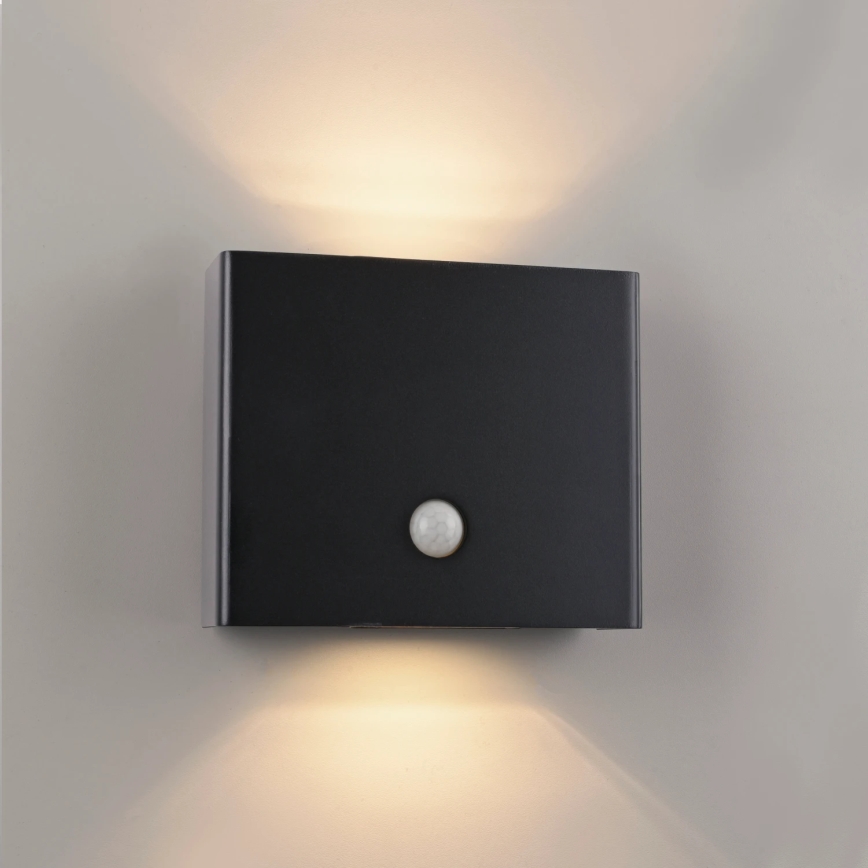 JUST LIGHT. 19471-18 - LED Φωτιστικό τοίχου εξωτερικού χώρου με αισθητήρα AMIN 2xLED/1,25W/3,7V 4400mAh IP44 μαύρο