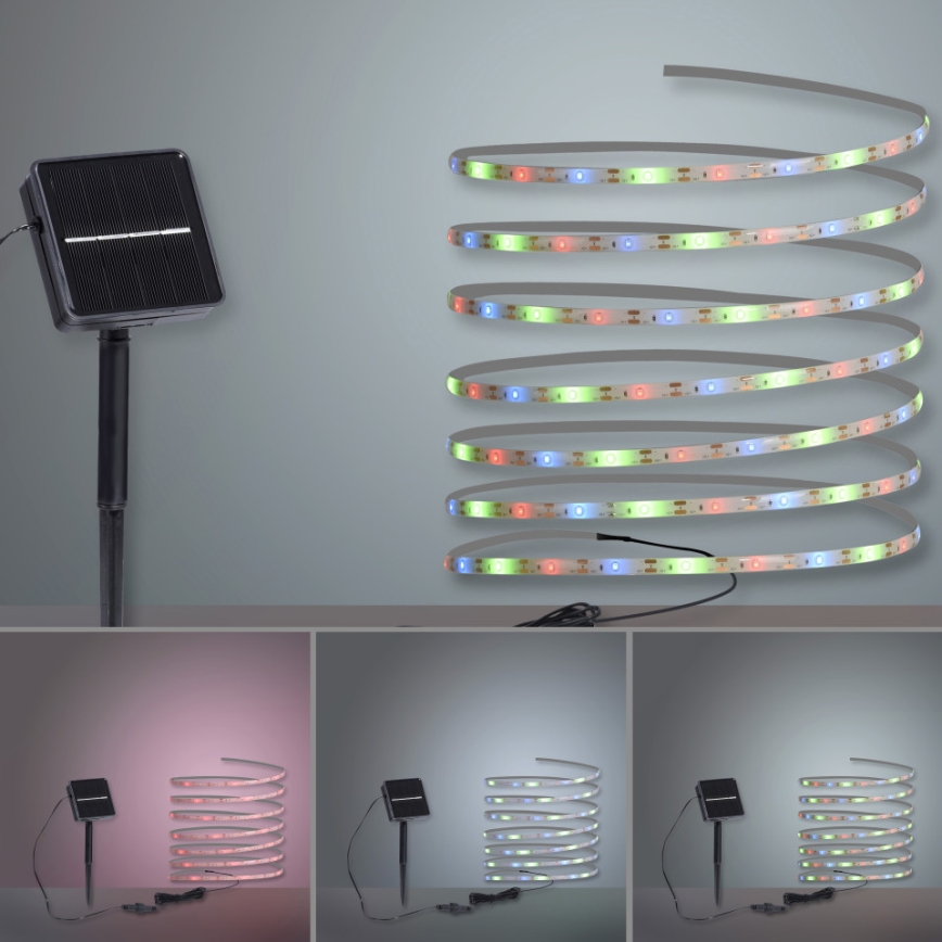 JUST LIGHT. 19971-18 - RGB LED ηλιακή ταινία TEANIA LED/3,7V 5 m 1200 mAh IP44 μαύρη