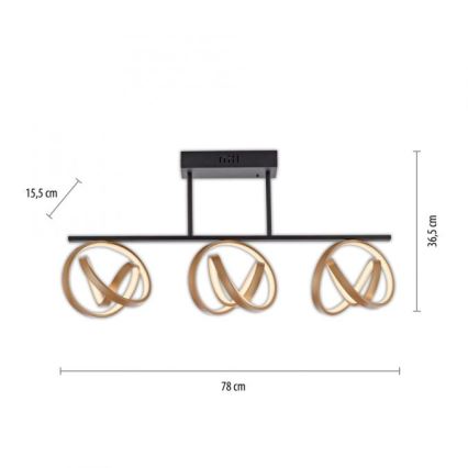 JUST LIGHT. 6245-18 - Πλαφονιέρα οροφής ντιμαριζόμενη LED LOOP 3xLED/11W/230V 2700-5000K + τηλεχειριστήριο