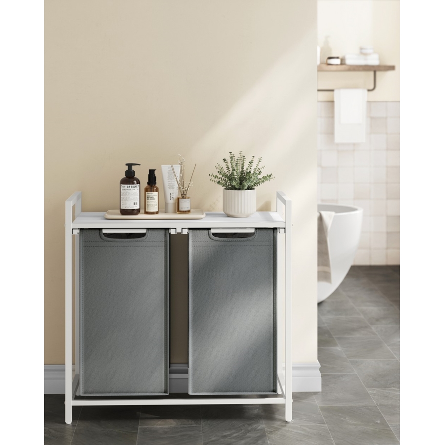 Καλάθι ρούχων REX λευκό/γκρι