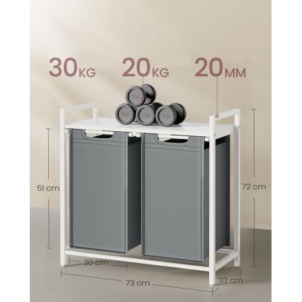 Καλάθι ρούχων REX λευκό/γκρι