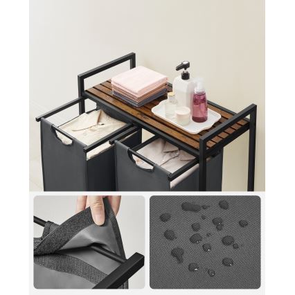 Καλάθι ρούχων REX καφέ/γκρι