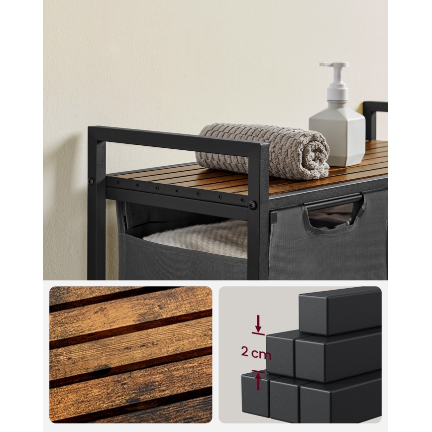 Καλάθι ρούχων REX καφέ/γκρι