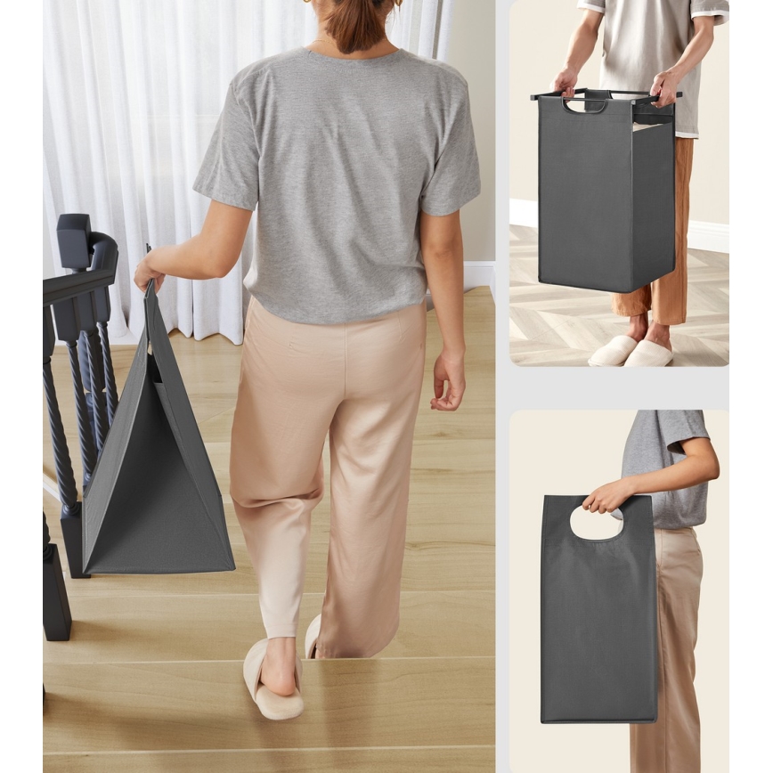 Καλάθι ρούχων REX καφέ/γκρι