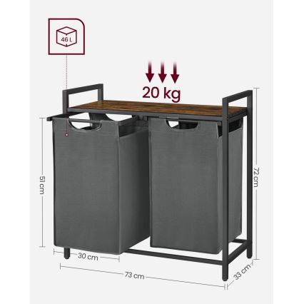 Καλάθι ρούχων REX καφέ/γκρι