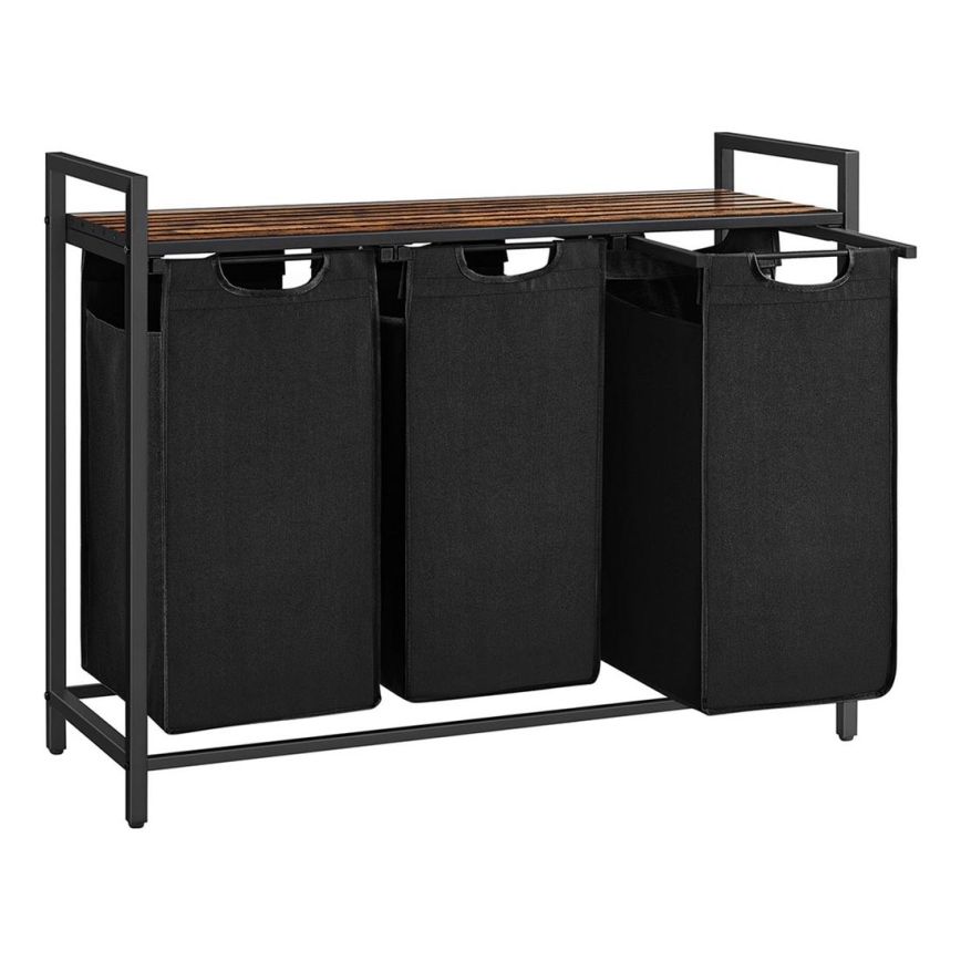 Καλάθι ρούχων REX καφέ/μαύρο