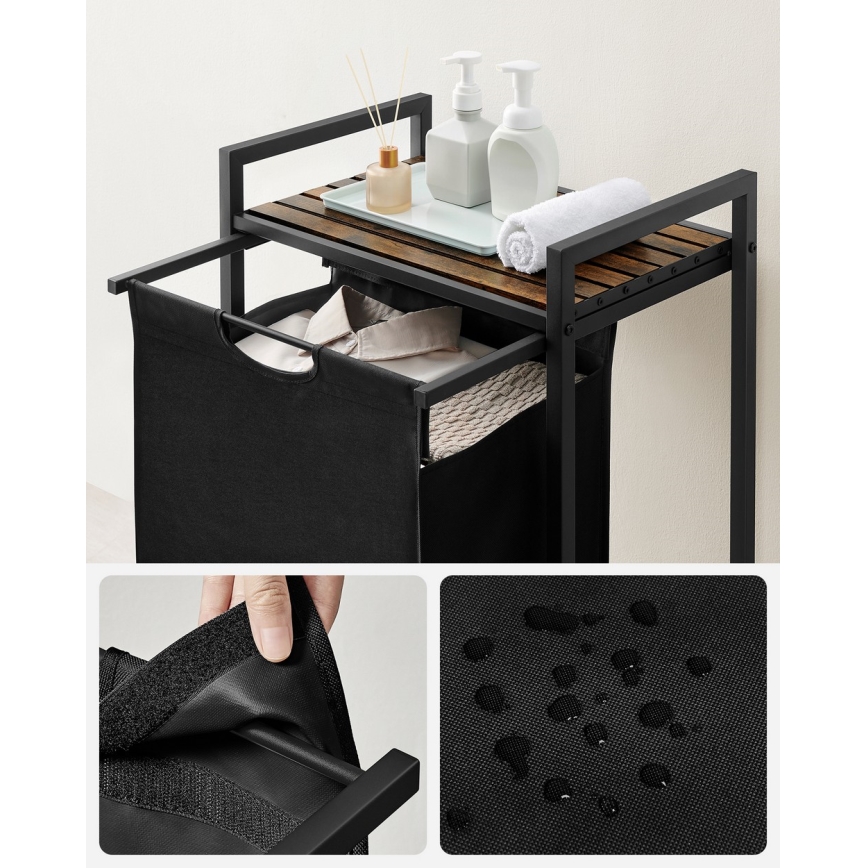 Καλάθι ρούχων REX καφέ/μαύρο