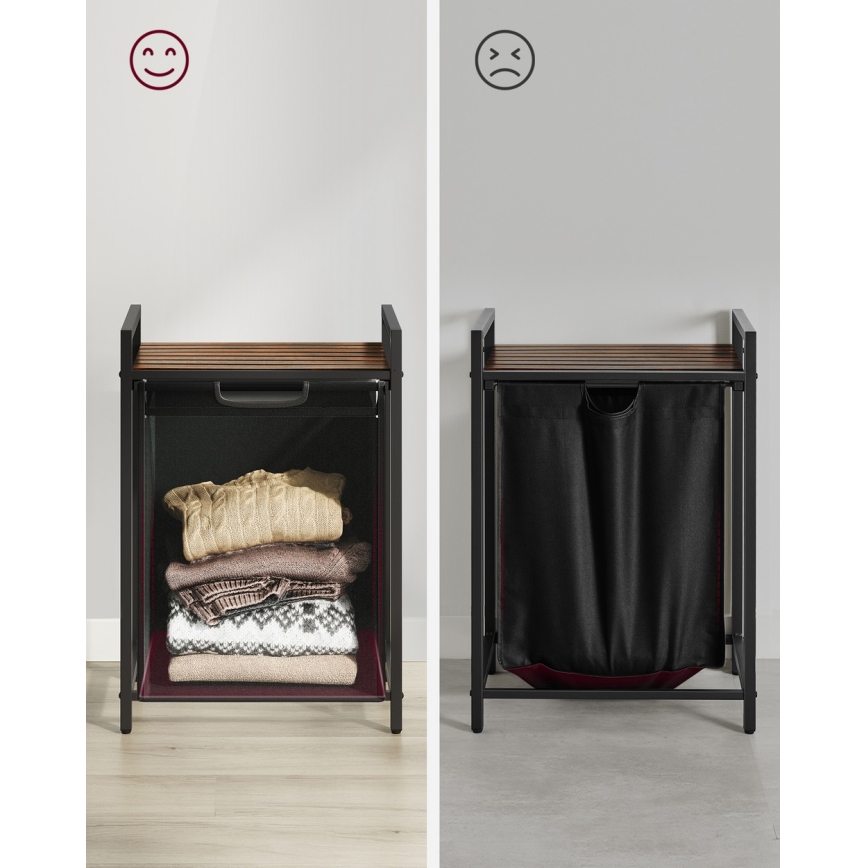 Καλάθι ρούχων REX καφέ/μαύρο