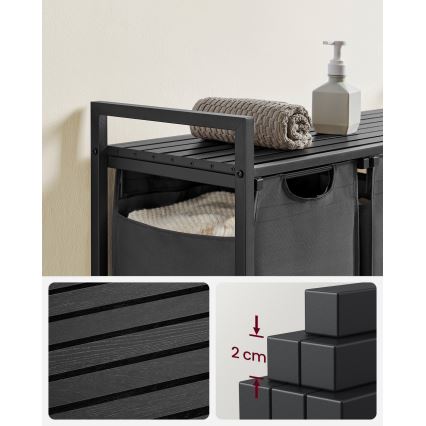 Καλάθι ρούχων REX μαύρο/γκρι