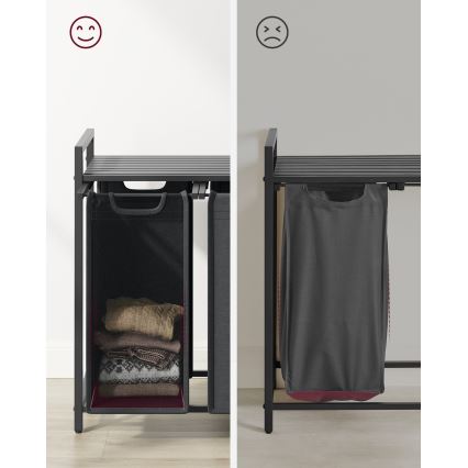 Καλάθι ρούχων REX μαύρο/γκρι