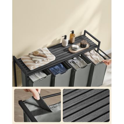 Καλάθι ρούχων REX μαύρο/γκρίζο