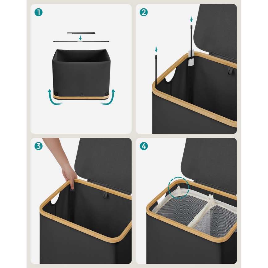 Καλάθι ρούχων TATE μαύρο