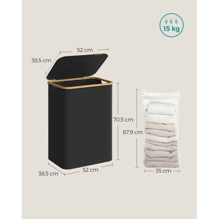 Καλάθι ρούχων TATE μαύρο