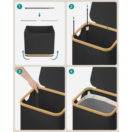 Καλάθι ρούχων TATE μαύρο