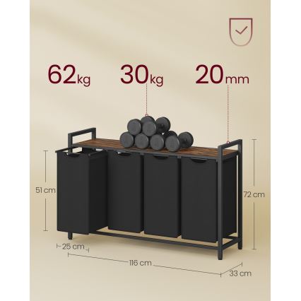 Καλάθι για ρούχα REX καφέ/μαύρο