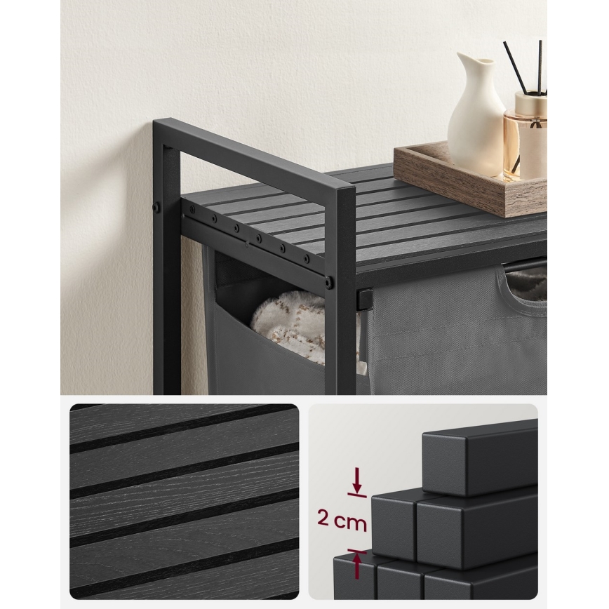 Καλάθι για ρούχα REX σε μαύρο/γκρι