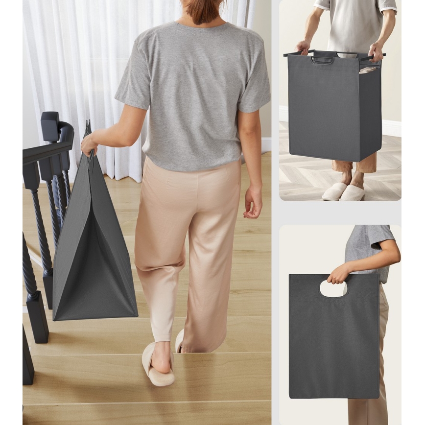 Καλάθι για ρούχα REX σε μαύρο/γκρι