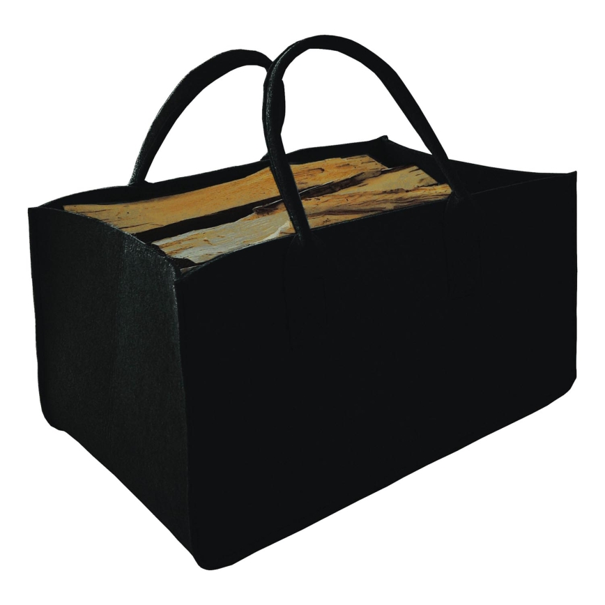 Καλάθι/Ξυλιέρα από τσόχα με χειρολαβές 27x50 cm μαύρο